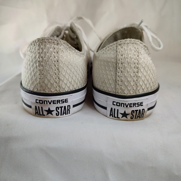 Converse Cream Woven •LOW TOP• Ladies Womens 8 Buff Sneakers. Bedazzled toe cap - Picture 4 of 6